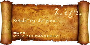 Koháry Ágnes névjegykártya