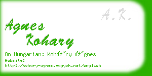 agnes kohary business card